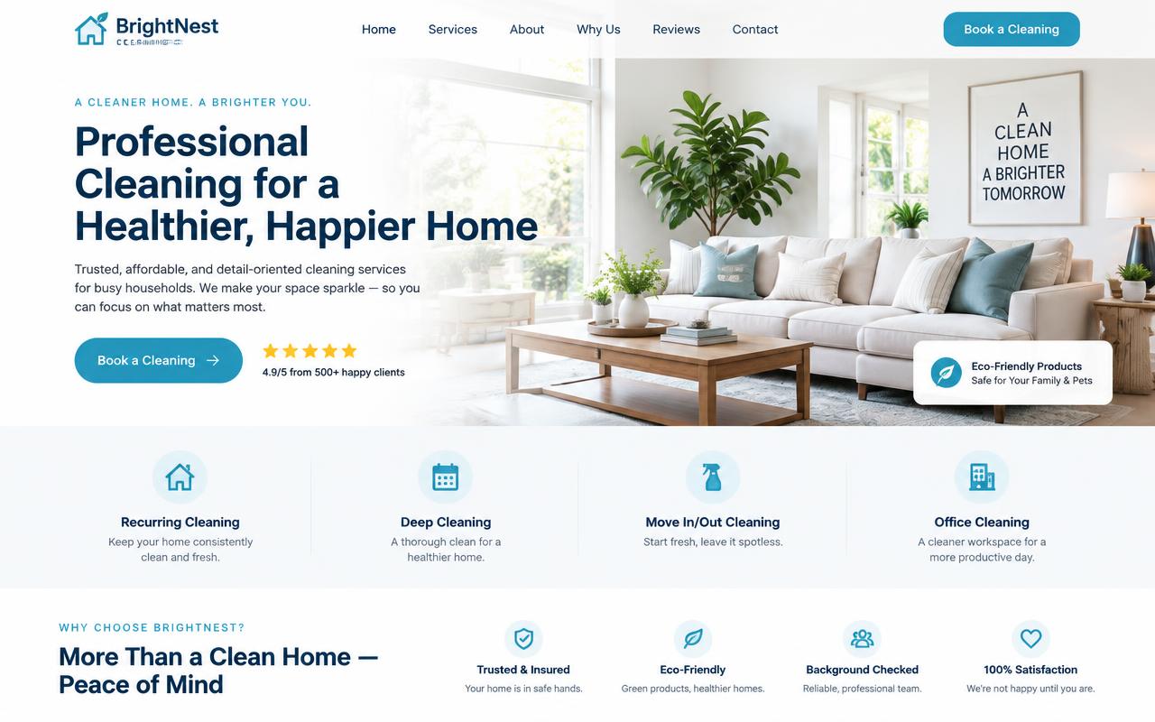 Cleaning company — after redesign