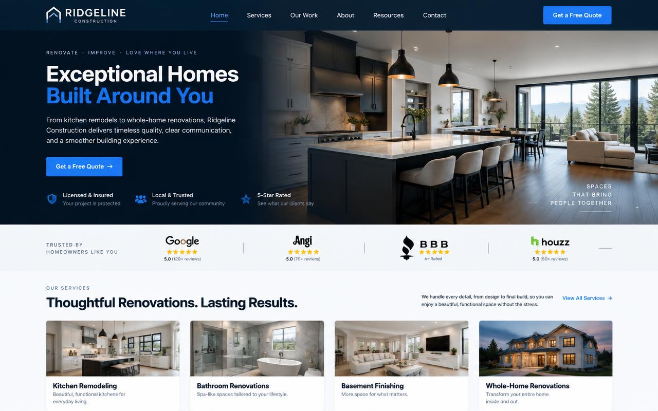 Contracting company — after redesign