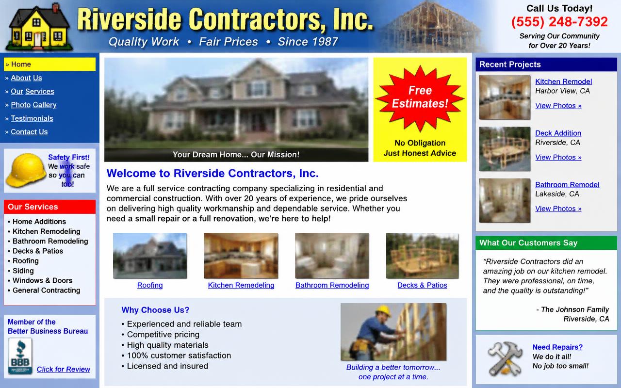 Contracting company — before redesign